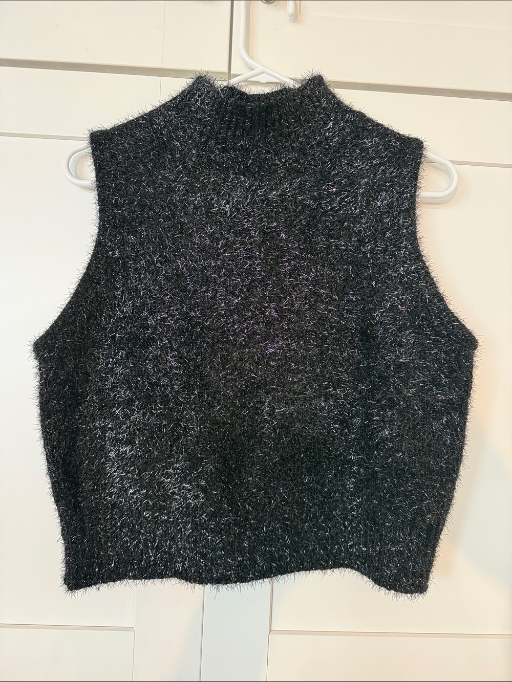 J. Crew Black Fuzzy Sleeveless Mock Neck Sweater Vest